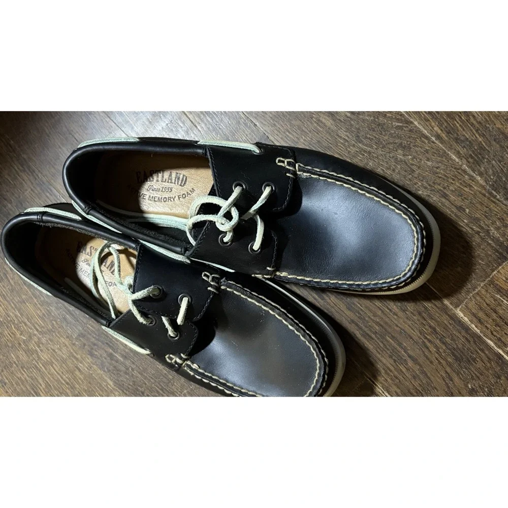Eastland Men's Seaport Leather Boat Shoes Black US 8.5M